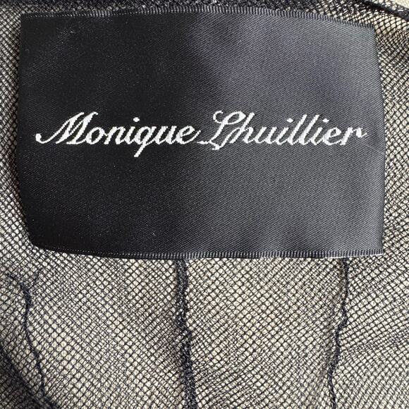 MONIQUE LHUILLIER Black Mesh Pleated Bolero - Picture 9 of 12